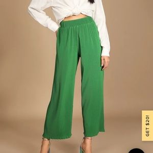 Spring Me Along Green Plisse High-Waisted Pants.